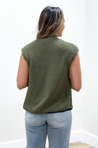 To The Point Contrast Hem Sweater - Olive | Makk Fashions