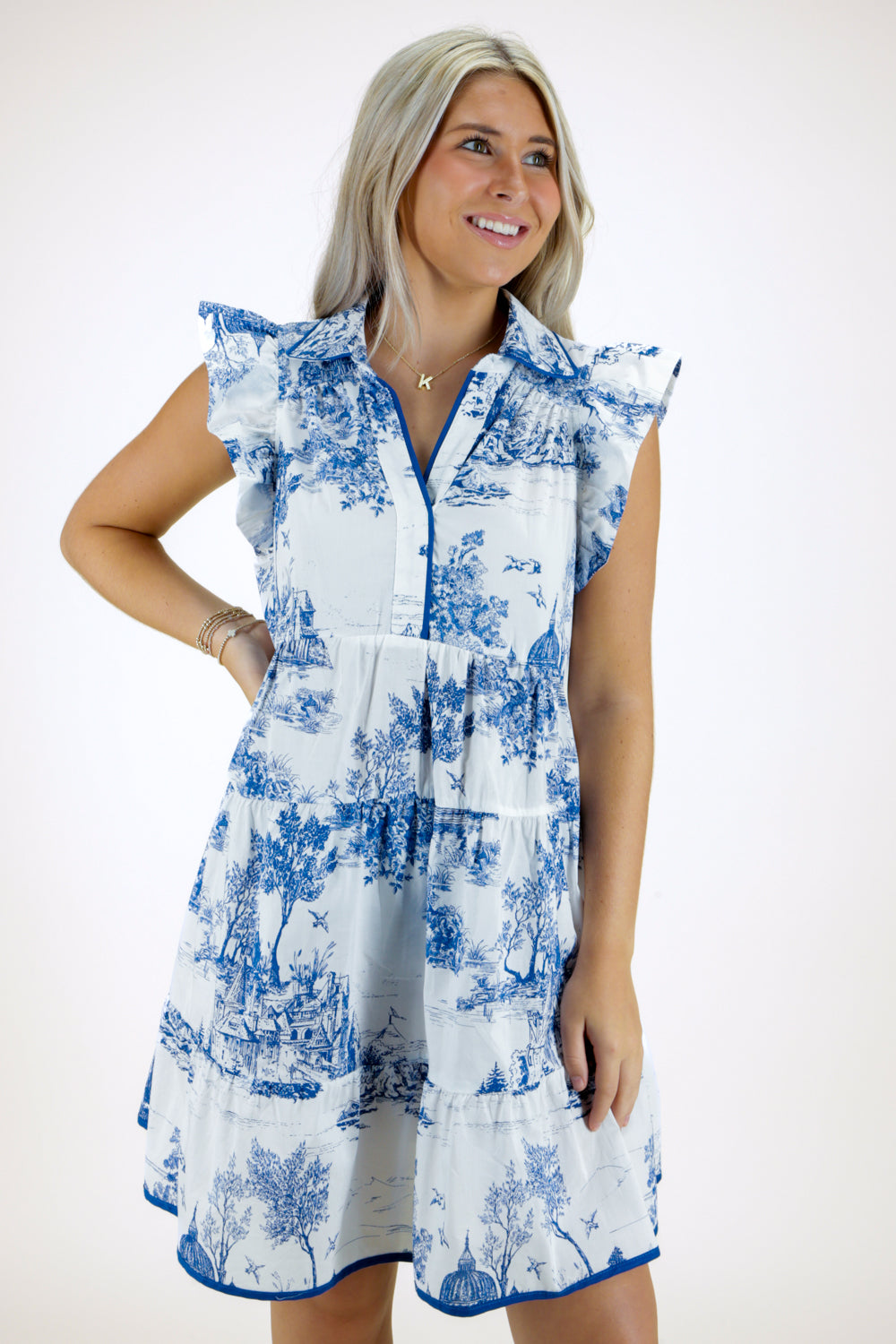 Travel With Me Ruffle Mini Dress - Blue | Makk Fashions