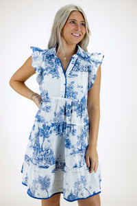 Travel With Me Ruffle Mini Dress - Blue | Makk Fashions