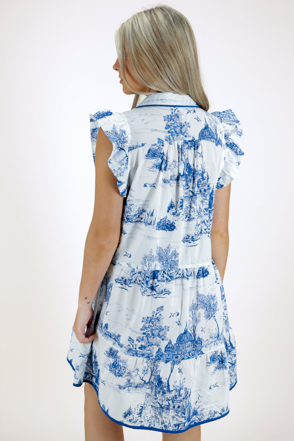 Travel With Me Ruffle Mini Dress - Blue | Makk Fashions