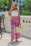 Tropical Parties Wide Leg Pants -  Pink | Makk Fashions