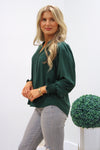 True Feelings Pleated V-Neck Top - Green | Makk Fashions