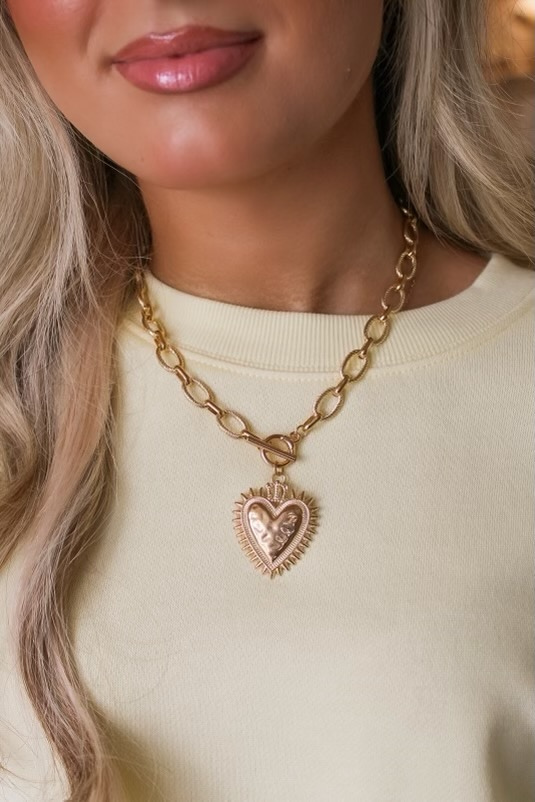 Heart Link Toggle Necklace - Gold