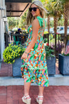 Vibrant Times A Line Midi Dress - Green Multi | Makk Fashions
