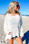 Vintage Havana: Beach  V-Neck Sweater - White | Makk Fashions