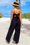 Vintage Havana: True Desires Tie Front Jumpsuit - Black | Makk Fashions