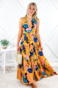 Walk On The Beach Halter Maxi Dress - Mustard | Makk Fashions