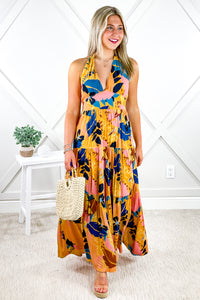 Walk On The Beach Halter Maxi Dress - Mustard | Makk Fashions