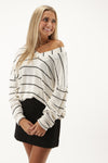 Walk With Me Striped V-Neck Top - Ivory