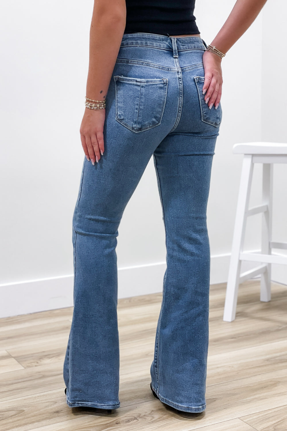 Willow High Rise Flare Jeans - Medium Wash | Makk Fashions