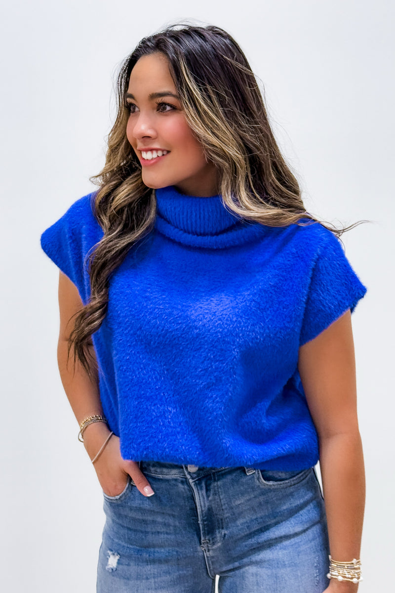 Winter Bliss Turtle Neck Sweater - Royal Blue | Makk Fashions