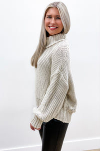 Winter Delight Turtle Neck Sweater - Sand | Makk Fashions