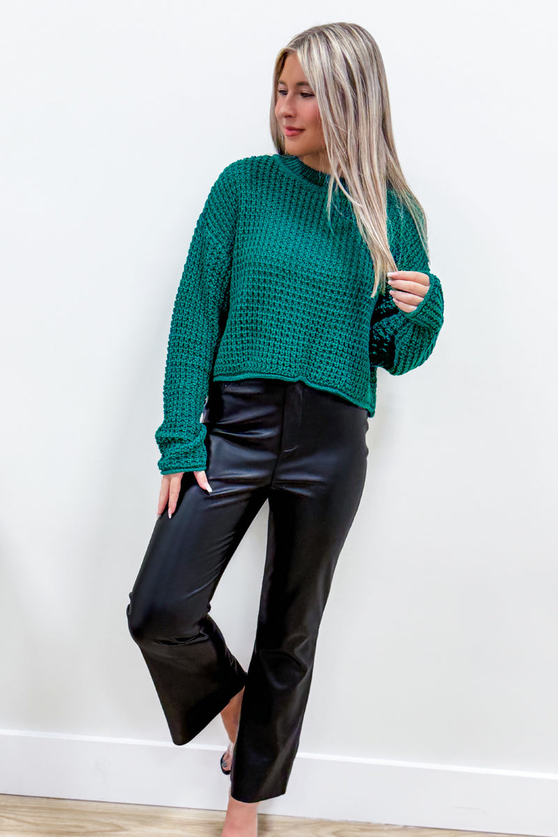 Winter Lover Cropped Sweater - Green | Makk Fashions