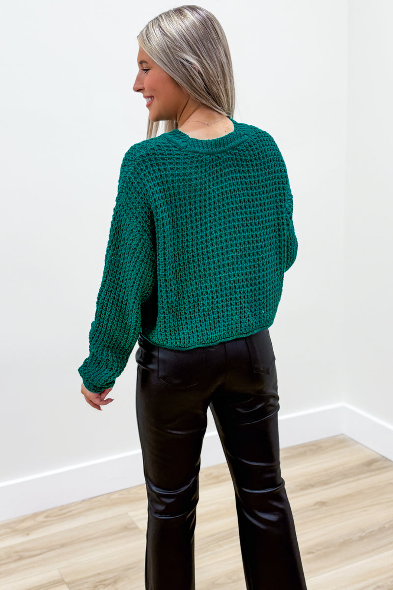 Winter Lover Cropped Sweater - Green | Makk Fashions