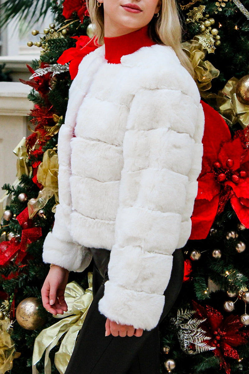 Winter Snowy Nights Fur Jacket - Off White | Makk Fashions