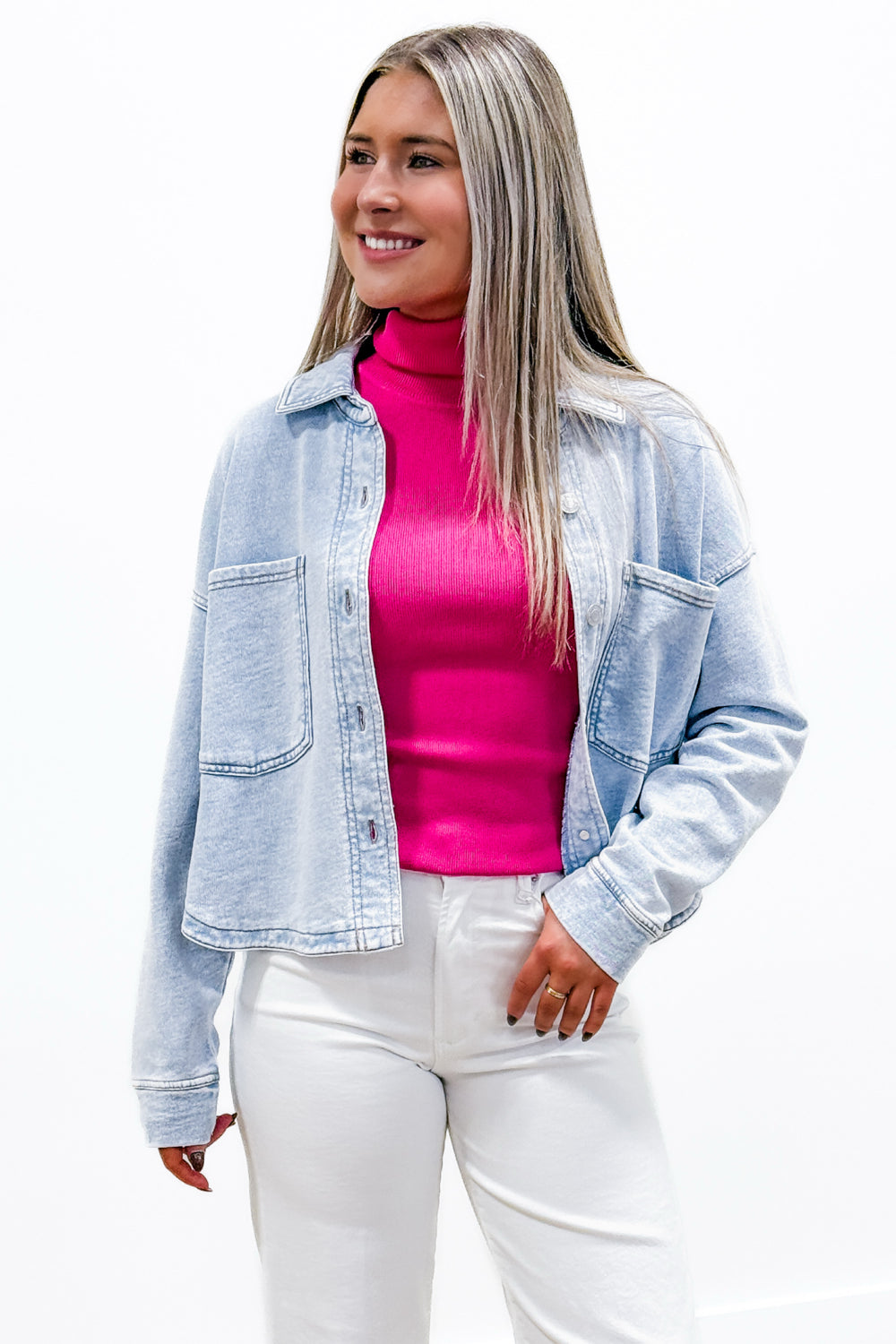 Z Supply: All Day Cropped Knit Jacket - Washed Indigo | Makk Fashions