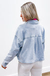 Z Supply: All Day Cropped Knit Jacket - Washed Indigo | Makk Fashions