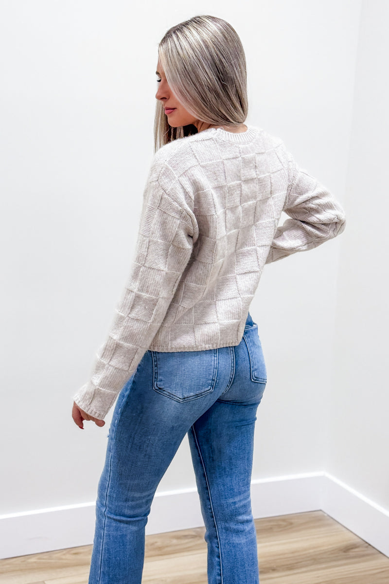 Z Supply: Delilah Check Sweater - Light Oatmeal | Makk Fashions