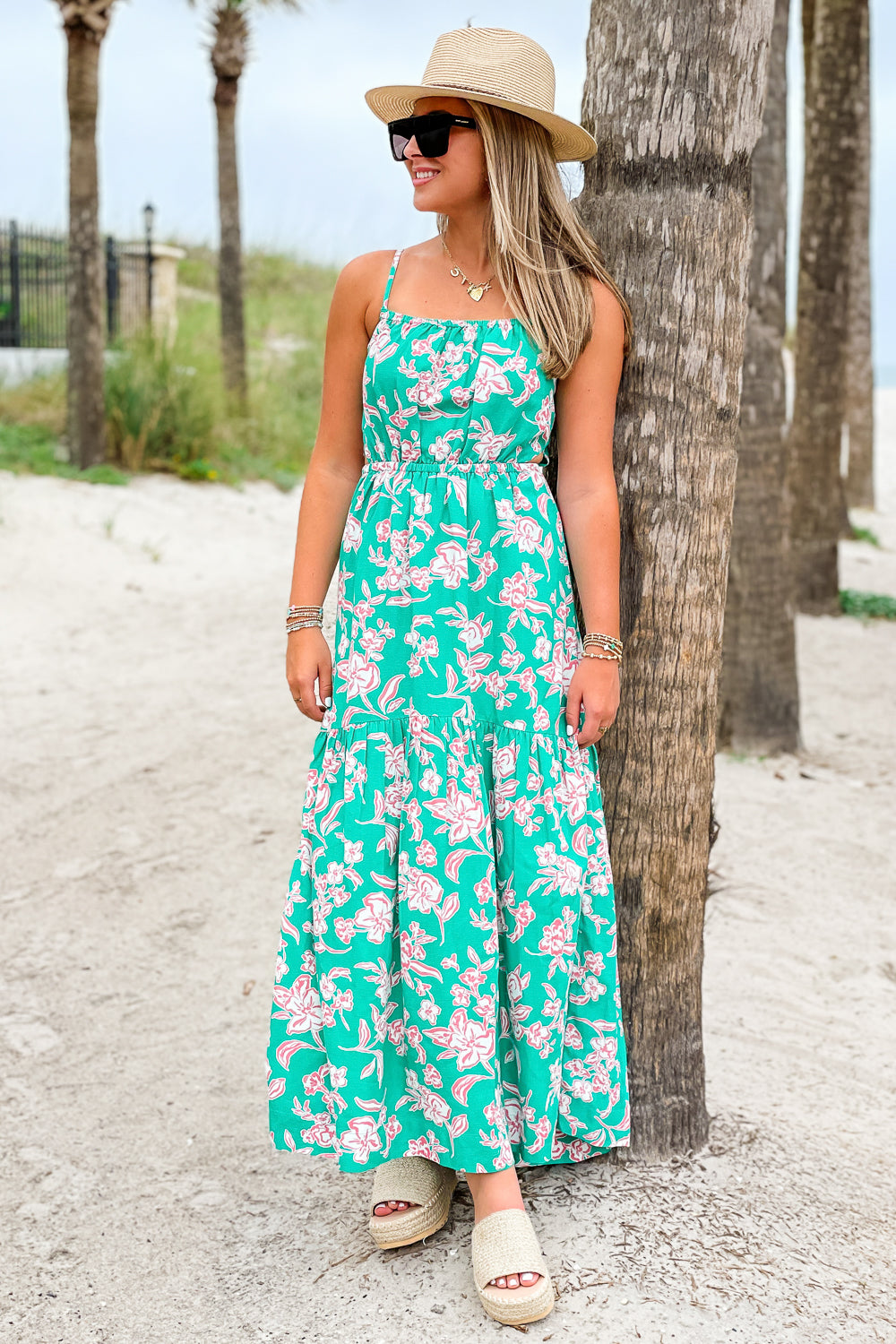 Z Supply: Dewi Pacific Floral Maxi Dress - Bermuda Green | Makk Fashions