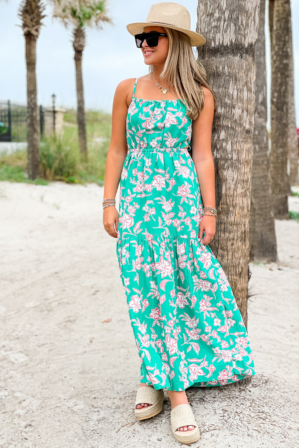 Z Supply: Dewi Pacific Floral Maxi Dress - Bermuda Green | Makk Fashions