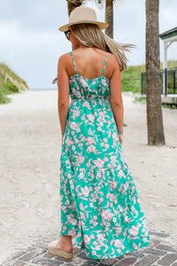 Z Supply: Dewi Pacific Floral Maxi Dress - Bermuda Green | Makk Fashions