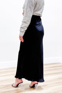 Z Supply: Europa Lux Sheen Skirt - Black | Makk Fashions