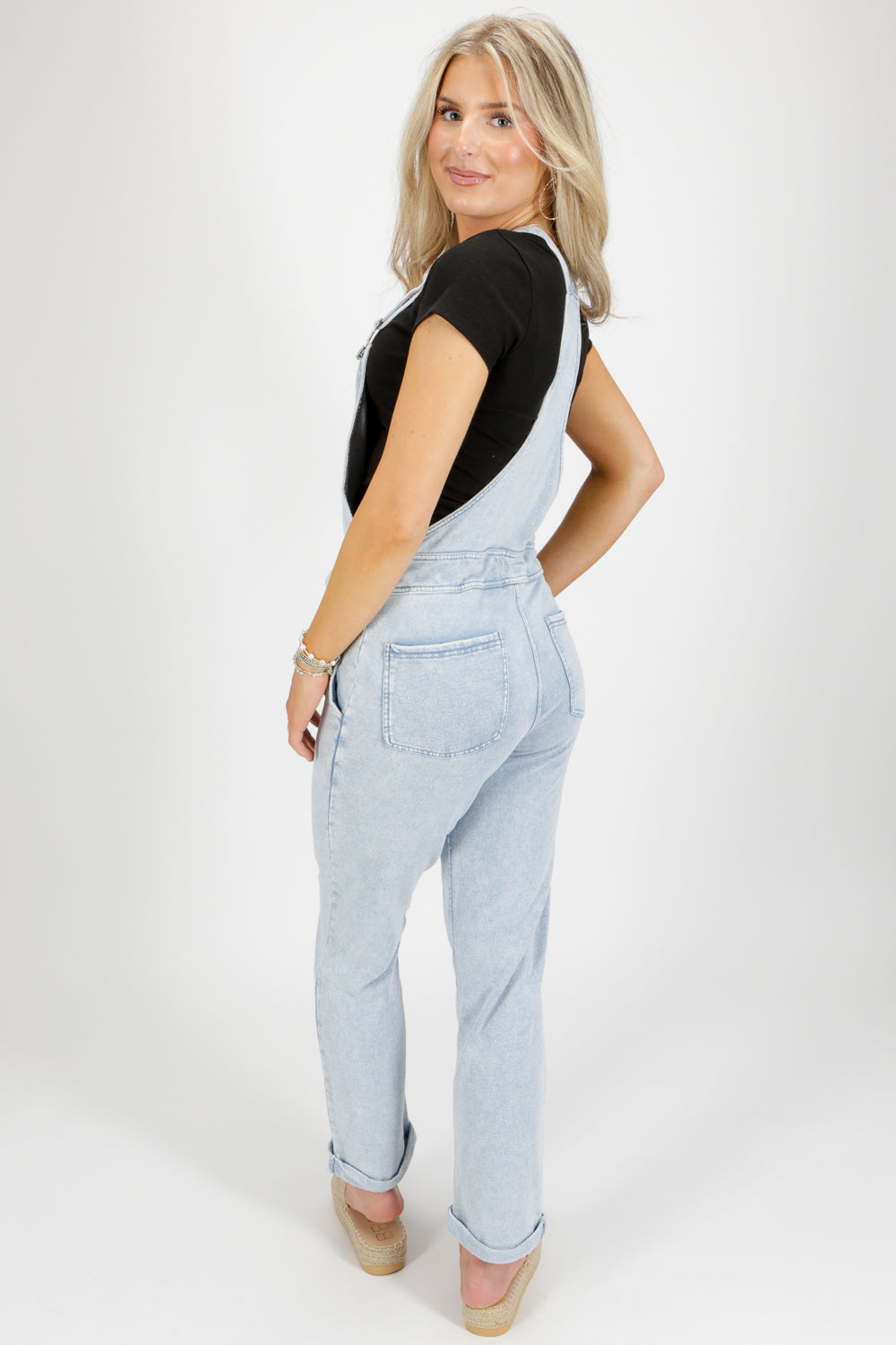 Z Supply: Knit Denim Overalls - Washed Indigo | Makk Fashions