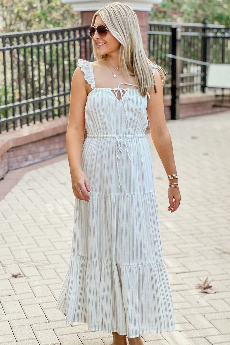 Z Supply: La Brisa Dobby Stripe Dress - Sandstone | Makk Fashions