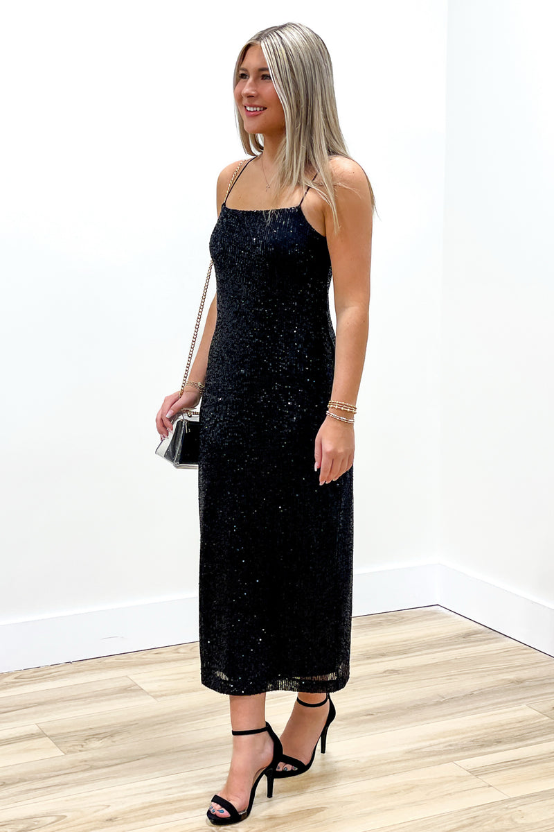 Z Supply: Paulina Sequin Dress - Black | Makk Fashions