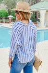 Z Supply: Perfect Linen Stripe Top - Palace Blue | Makk Fashions