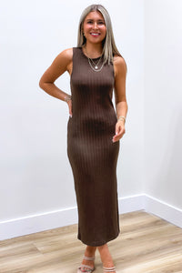 Z Supply: Raewyn Rib Dress - Dark Chocolate | Makk Fashions