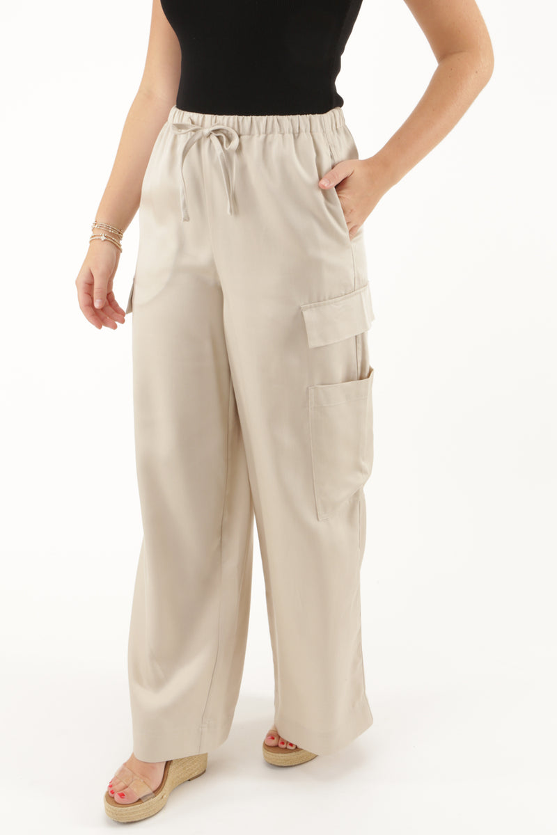 Z Supply: Renegade Wide Leg Cargo Pant - Fossil | Makk Fashions