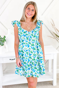Dreaming Of Spring Floral Mini Dress - Blue/Green