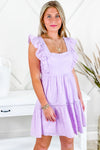 Pretty In Pastels Ruffle Mini Dress - Lilac | Makk Fashions