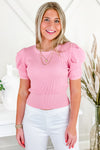 Easy To Love Puff Sleeve Top -  Blush