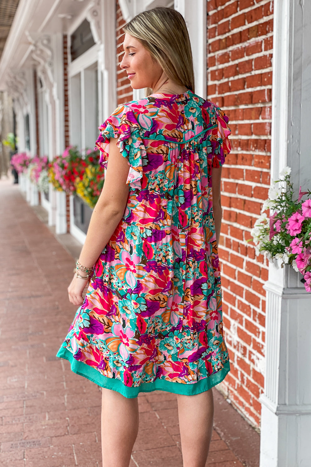 Cheerful Florals V-Neck Mini Dress - Pink Mix | Makk Fashions