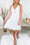 Pure Thoughts  Eyelet Mini Dress - White | Makk Fashions