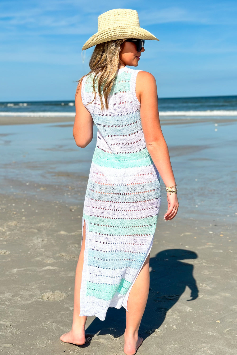 Surf Gypsy: Bondi Stripe Knit Maxi Cover Up | Makk Fashions