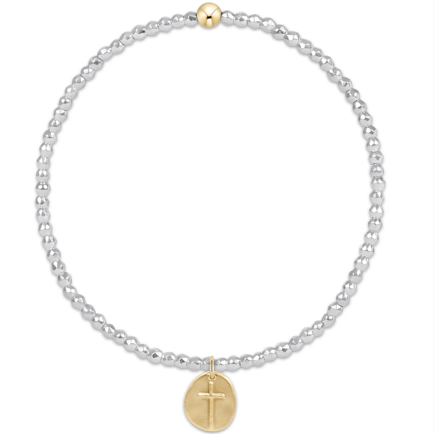 enewton: Silver Faceted Hematite 2mm Bead Bracelet- Inspire Small Charm