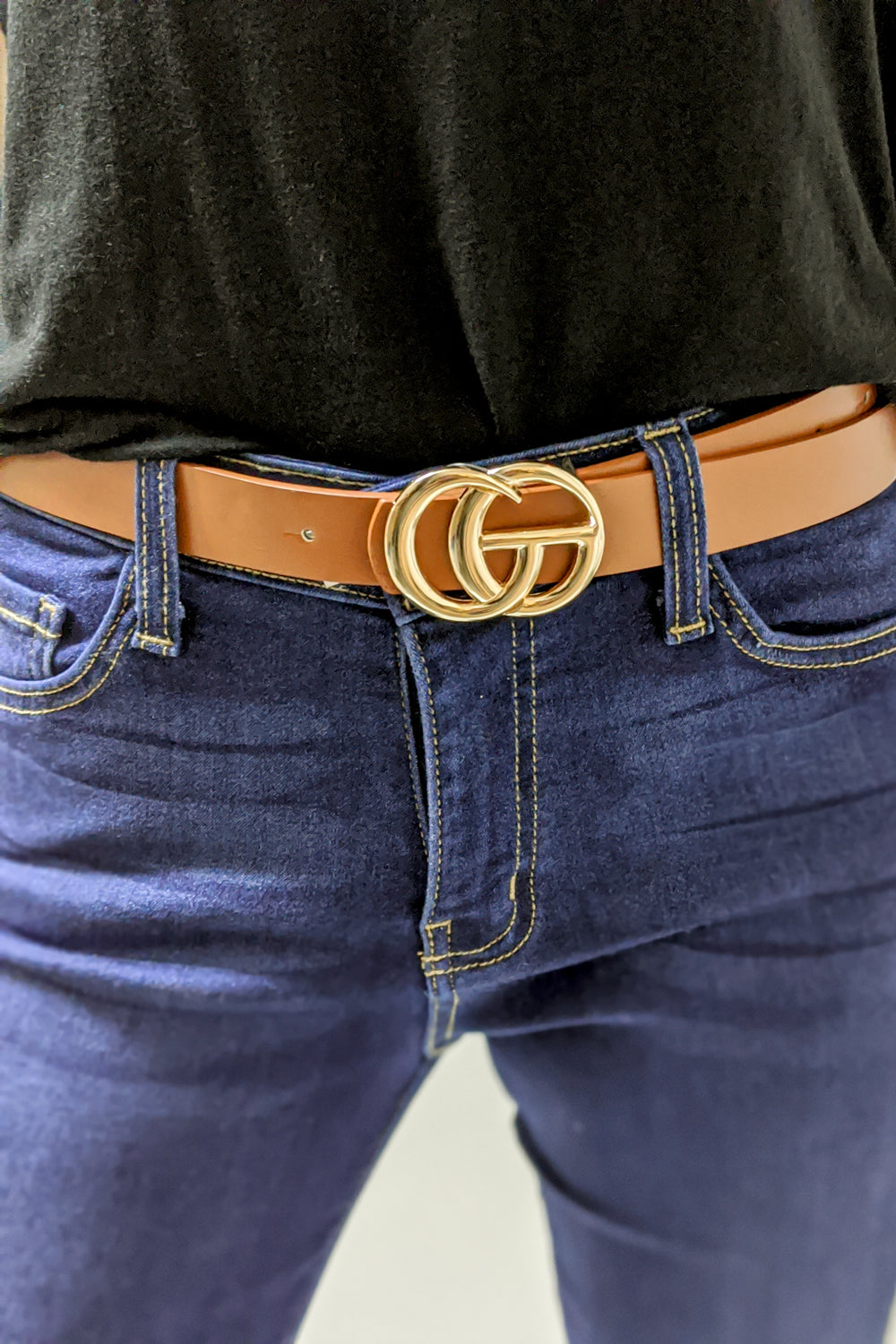 1" Double Ring Buckle Belt - Brown