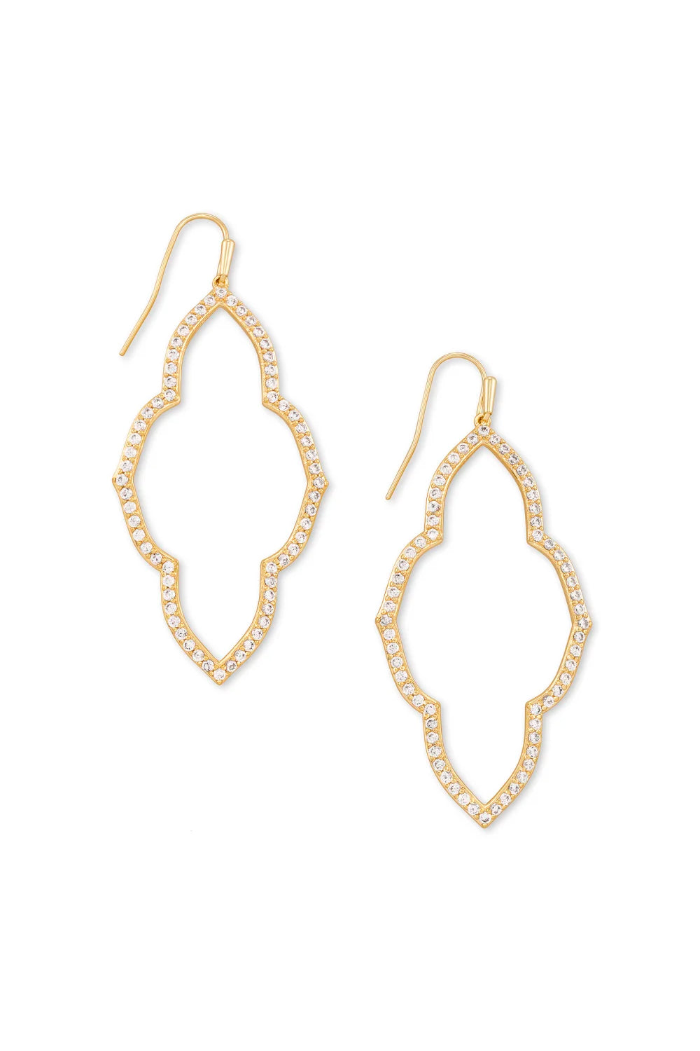 Kendra Scott: Abbie Gold Open Frame Earrings - White Crystal | Makk Fashions