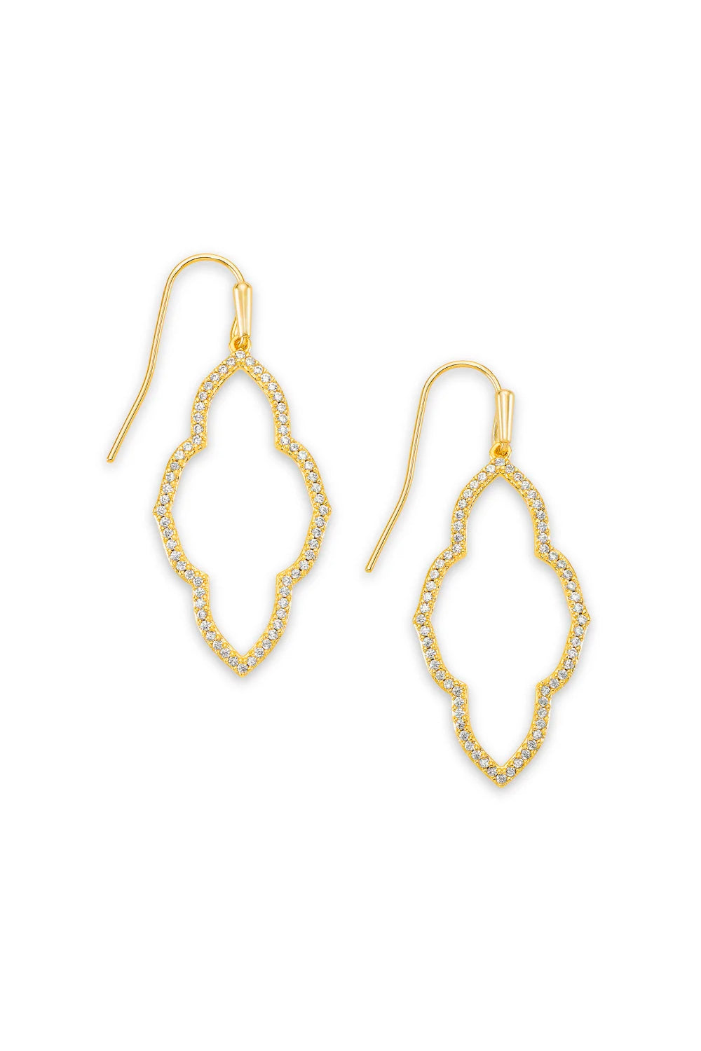 Kendra Scott: Abbie Gold Small Open Frame Earrings - White Crystal | Makk Fashions
