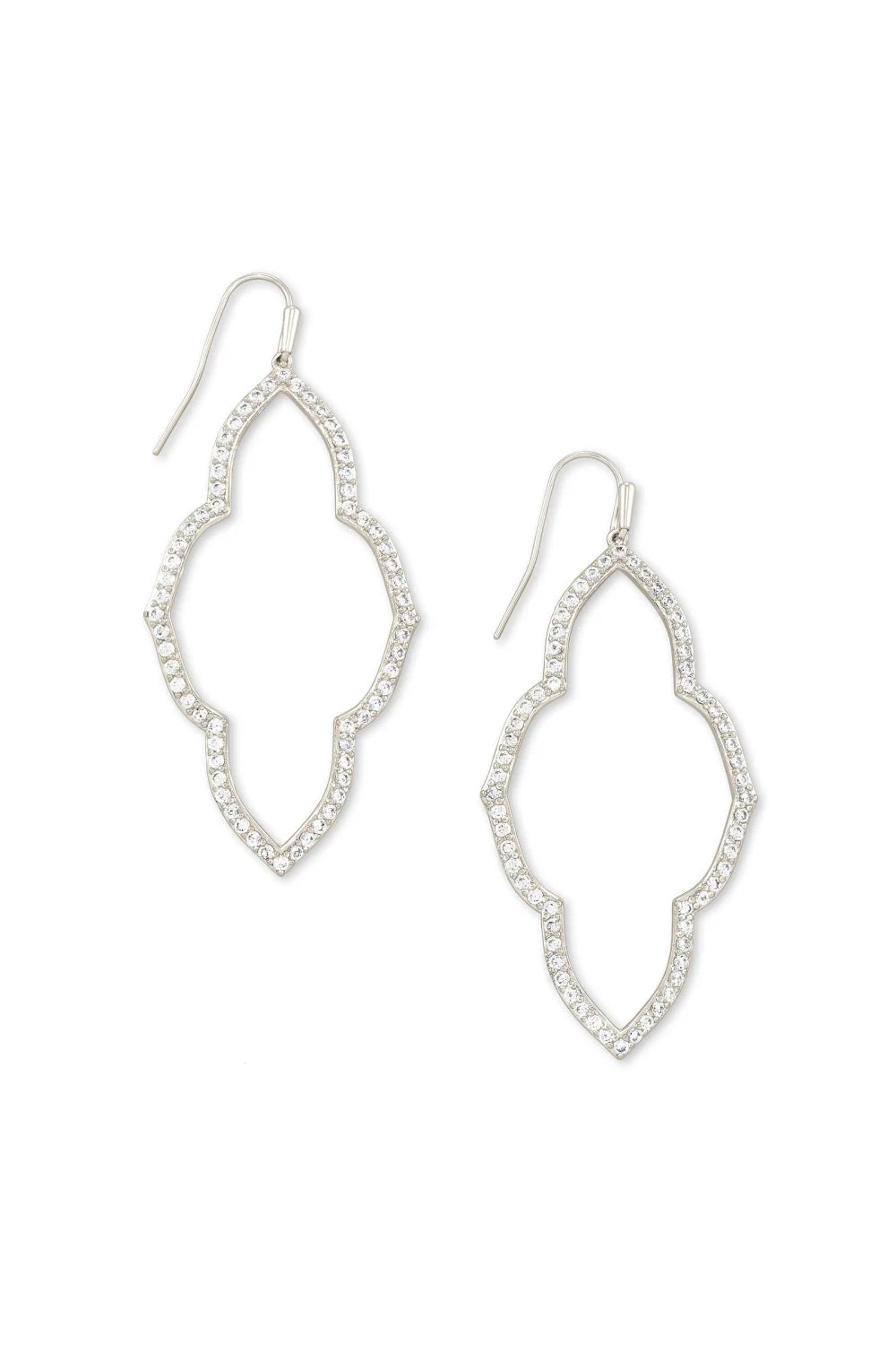 Kendra Scott: Abbie Silver Open Frame Earrings - White Crystal | Makk Fashions