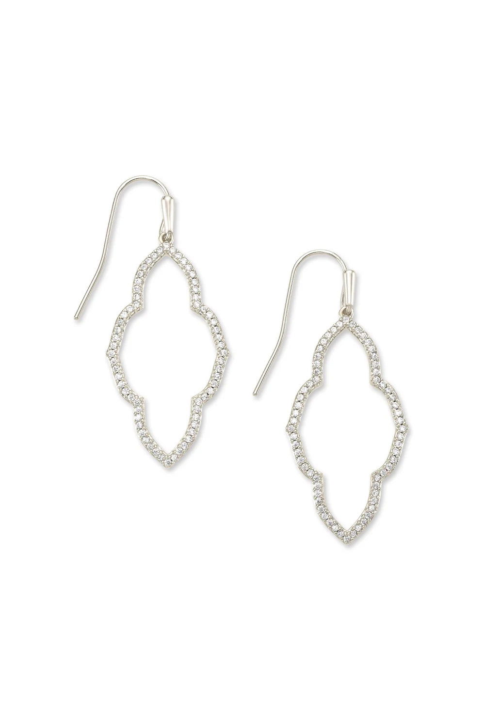 Kendra Scott: Abbie Silver Small Open Frame Earrings - White Crystal | Makk Fashions