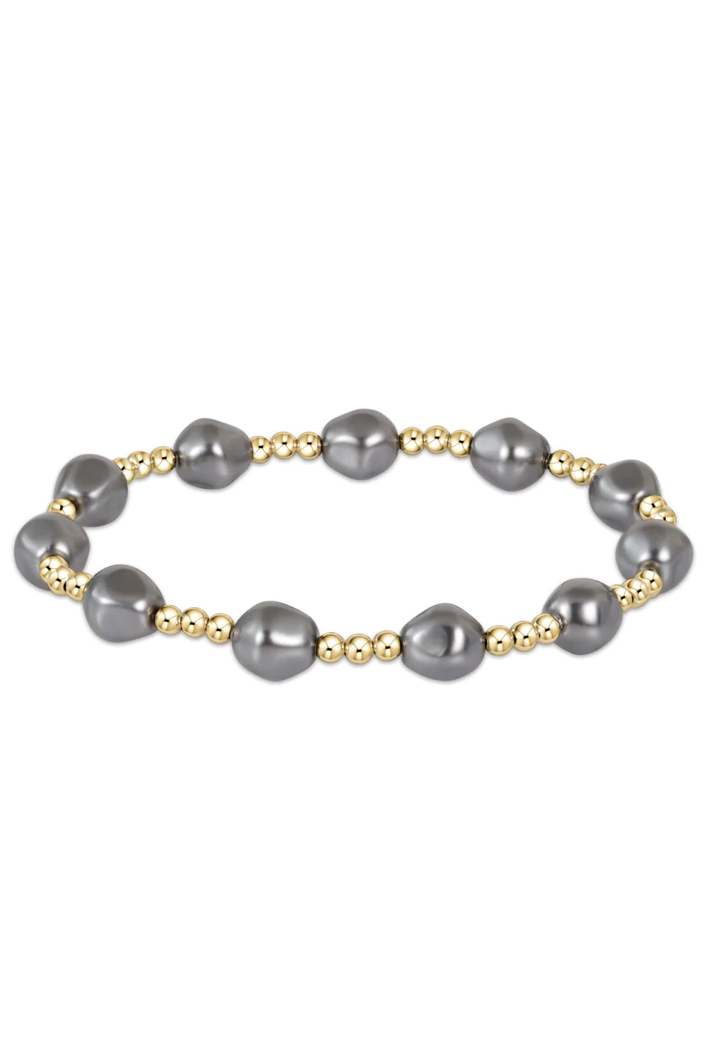 enewton: Admire Gold 3mm Bead Bracelet - Pearl Dark Gray | Makk Fashions