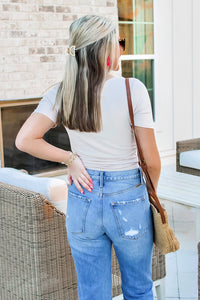 All Up to You Short Sleeve V-Neck Crop Top - Lt. Taupe | Makk Fashions