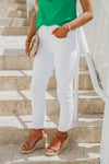 Amelia High Rise Frayed Hem Jeans - White | Makk Fashions