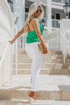 Amelia High Rise Frayed Hem Jeans - White | Makk Fashions