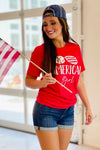 American Girl Graphic T- Shirt - Red | Makk Fashions