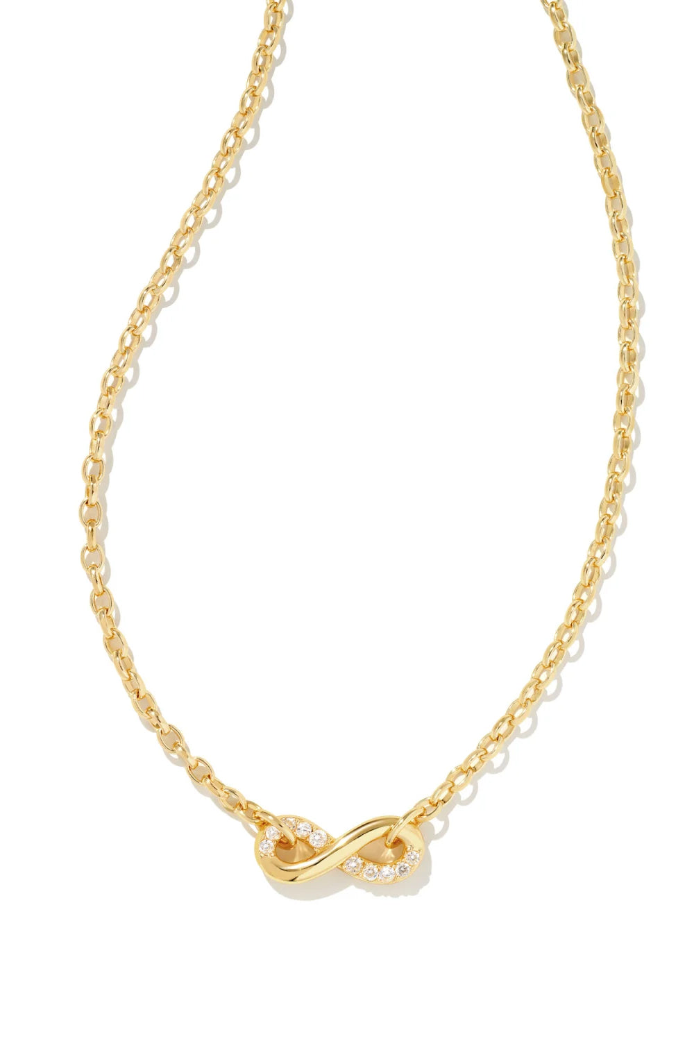 Kendra Scott: Annie Gold Infinity Pendant Necklace - White Crystal | Makk Fashions